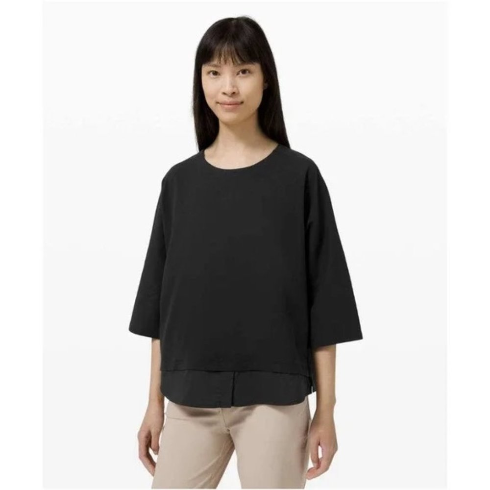 Lululemon Live to Layer Shirt Sz 8 Black Very Good Condition